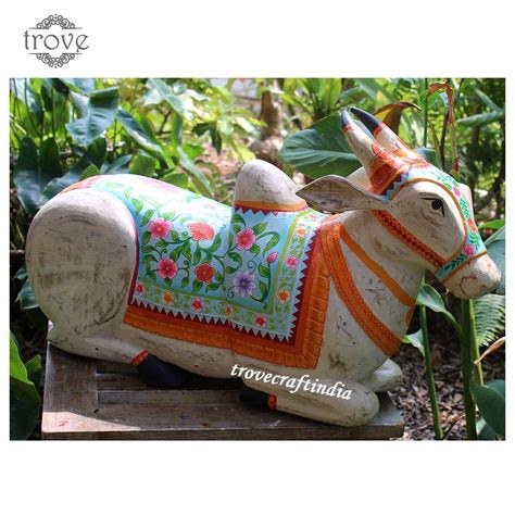 Large Wooden White Nandi Statue (Made-to-order) – Trove Craft India