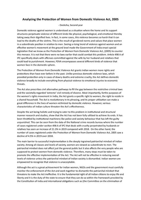 Analyzing the Protection of Women from Domestic Violence Act - In fact ...