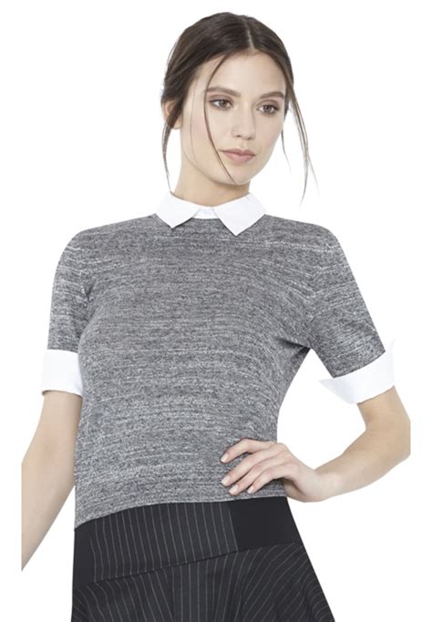 Gray Sweater With White Collar at Glenn Ledoux blog