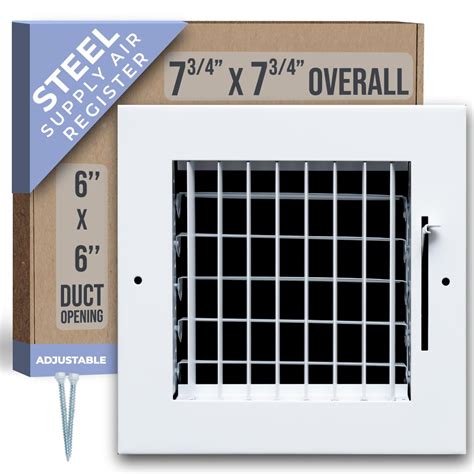 Snapklik.com : Fits 6x6 Duct Opening Steel Adjustable Air Supply Grille ...