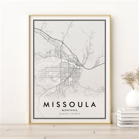 Missoula City Map, Missoula Montana Map Print, Engagement Map Art ...
