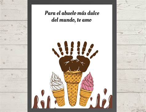 Abuelo Handprint Art, Gift for Abuelo in Spanish, Ice Cream Cone ...