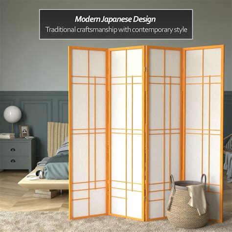 Red Lantern 4-Panel Honey Wood Folding Shoji Style Room Divider CEUD-4P ...
