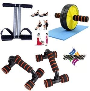 VATSMART Fat Burning Tummy Trimmer with Ab wheel and Foldable Pushup ...