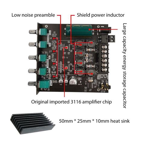 IOT-Audios 50W+50W+100W 2.1 Channel Subwoofer Amplifier Board with Tre ...