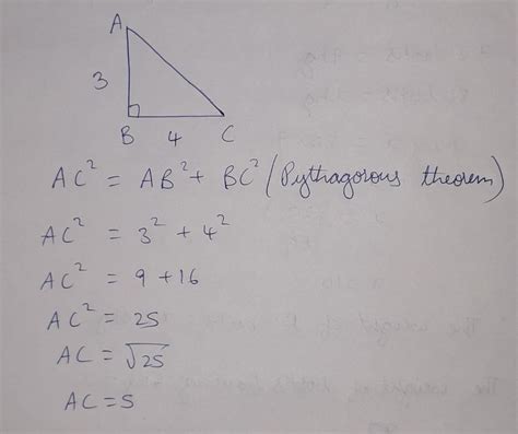 in triangle abc right angle at b such that ab=3 units bc=4 units find 1 ...