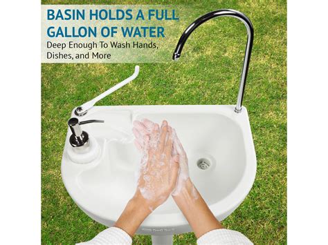 Hike Crew Portable Sink & Hand Washing Station, 19L Water Tank, White ...