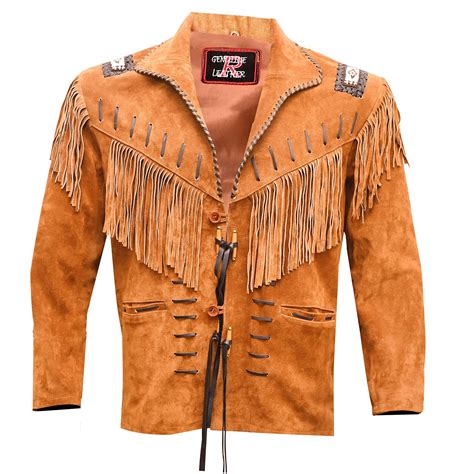 Men's Western Cowboy Leather Jacket - Tan Brown