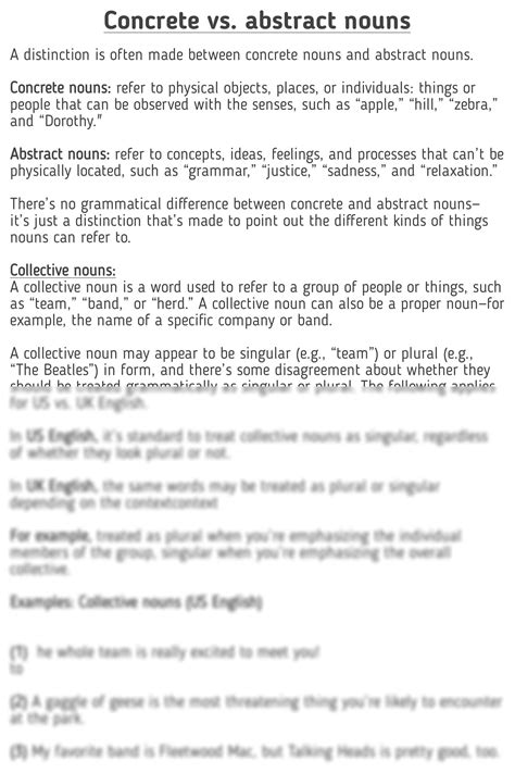 SOLUTION: Concrete vs abstract nouns - Studypool