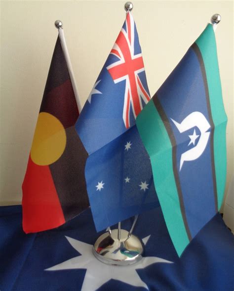 Australia Torres Strait Aboriginal Flags Desk Flags. Metal base and ...