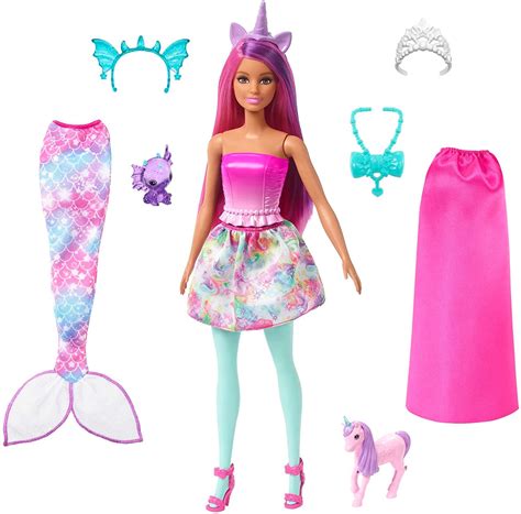 Buy Barbie Mermaid Fantasy Dress-Up Clothes Set & Accessories Doll with ...