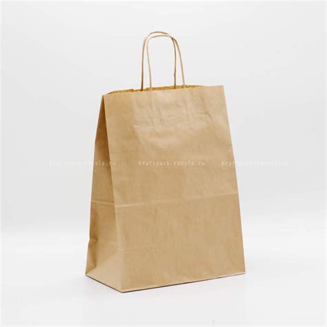 Пакет бумажный 28х32х15 см, крафт, с кручёными ручками купить оптом в ...