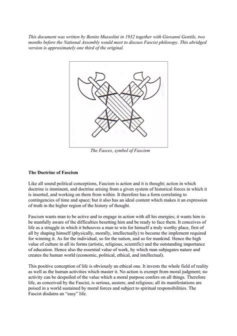 Mussolini, the Doctrine of Fascism, Abridged | DOC