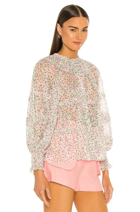 Alice + Olivia Margery Ruffle Button Blouse in Monterey Ditsy Soft ...