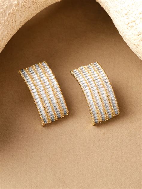 Crystal Gold Toned Stud Earrings – Rubans