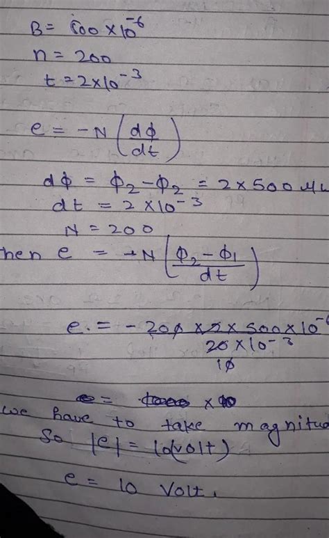 The magnetic flux of 500 micro wb per turn passing through a 200turn ...