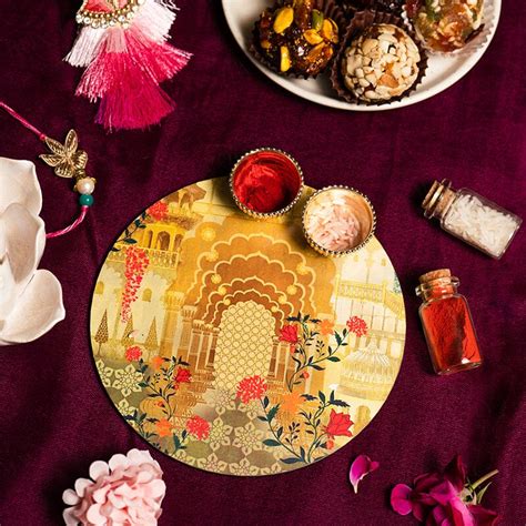 Buy 6" Mahal Roli Akshat Pooja Thali Online in India - Mypoojabox.in