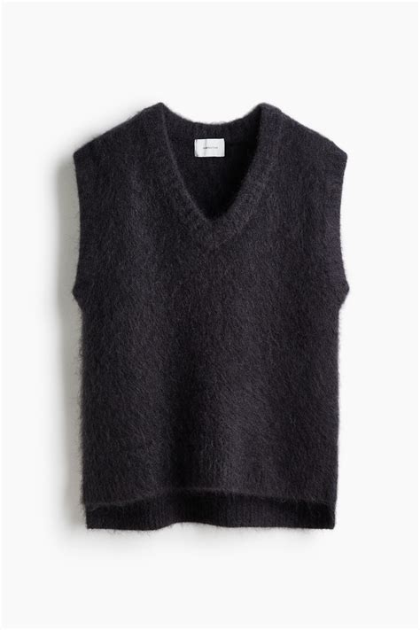 Mohair-blend sweater vest - Dark grey - Ladies | H&M IN