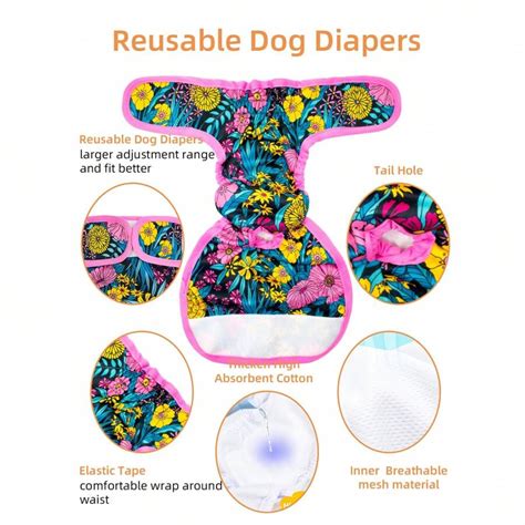 Paquete de 3 pañales lavables para perritas, pañales para cachorros ...