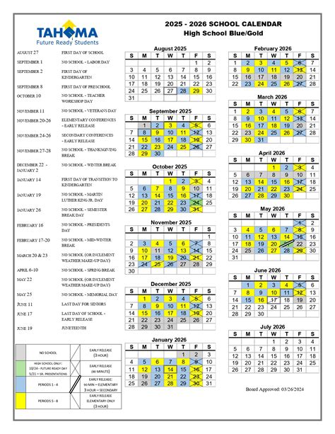 Tahoma High School Calendar WA 25-26 Revised [PDF] - EduCounty