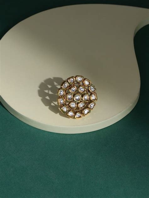 Buy Gold Toned Handcrafted Metal Ring | RROCT22-67/RUB8 | The loom