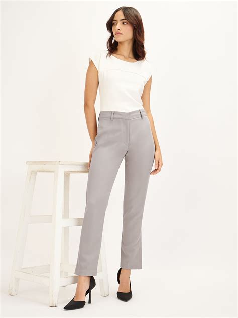 Buy Earnest-Umber Grey Mid Rise Pants - Umber Grey color | Pants For ...