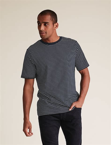 Buy Pure Cotton Striped T-Shirt at Marks & Spencer
