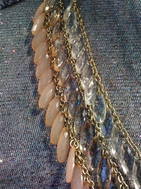 Layered necklace bib style pink and clear lucite VCLM tm. 80s