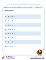 Mental multiplication of two digit numbers 1 | Worksheets | Math Center
