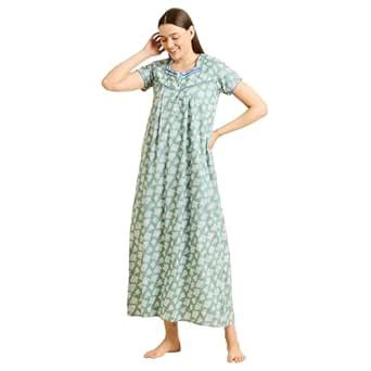 Buy Sweet Dreams Women's Cotton Maxi Casual Nightgown (OCW-3586 Green M ...