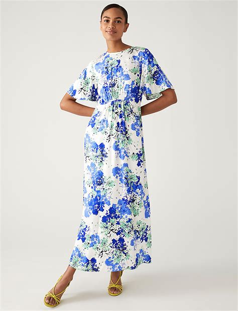 Buy Floral Jacquard Midaxi Tea Dress at Marks & Spencer
