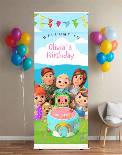 Birthday Banner Standee - Design #B18, Cartoon Themed Banner, Birthday ...
