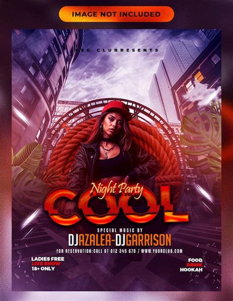 Cool night party flyer with dj and ladies free | Premium PSD