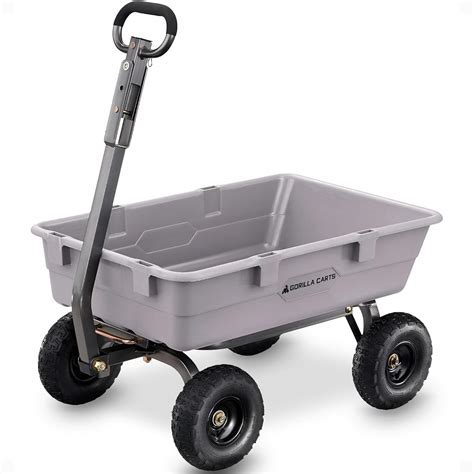 Gorilla Carts Heavy-Duty Poly Dump Cart, 5 Cu Ft Tub, 800 lb Haul ...