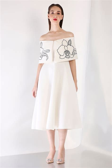 Gaia + Vero Wrap Fit and Flare Midi Dress with Embroidered Wrap – Ozeqo