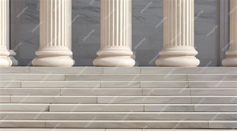Premium Photo | White marble stairs colonnade and stone columns of law ...