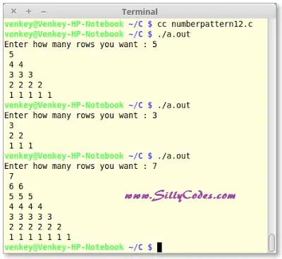 Image result for C Program to Print Number Pattern