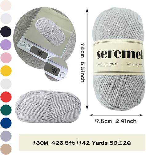 Buy seremel 3 Pieces Crochet Yarn Total 150g (426 Yards), Multi-Color 4 ...