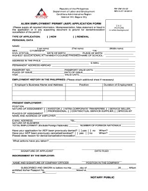 2019-2025 PH Alien Employment Permit (AEP) Application Form Fill Online ...