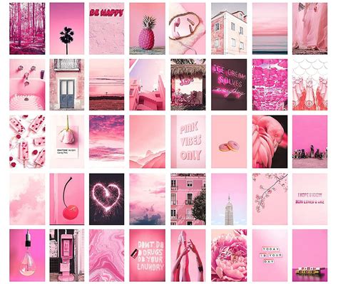 Buy 40 Piece Hot Pink Wall Boujee Aesthetic Collage Kit, Teen Room ...