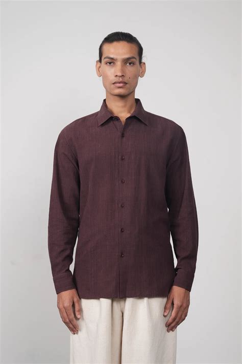 Purple Red Relaxed Fit Handwoven Shirt | 11.11