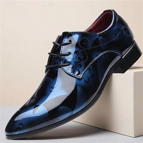Heren blauwe lakleren veterschoenen met slangenpatroon - luxe schoenen ...