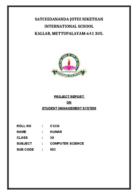 Student Management System - SATCHIDANANDA JOTHI NIKETHAN INTERNATIONAL ...