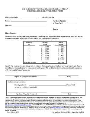TEFAP Form - Feeding The Valley - Feedingthevalley - Fill and Sign ...