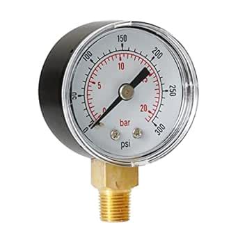 SDENSHI Air Pressure Gauge (0-20 bar) 1/8 inch BSPT Threaded Bottom ...