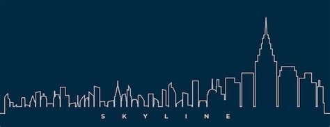 Lineart simple city skyline building downtown design | Free Vector