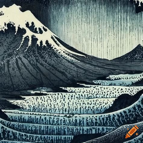 Serene japanese landscape painting by hokusai