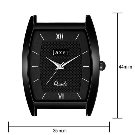 Jaxer Men'S Black Leather Strap Analog Watch - Slim Square Shape Black ...