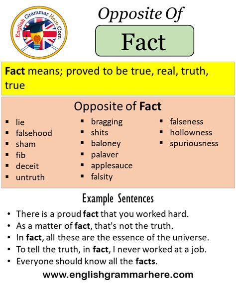 Opposite Of Fact, Antonyms of Fact, Meaning and Example Sentences ...