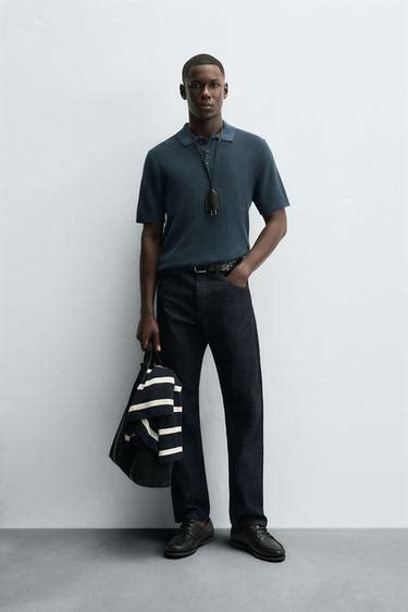 PURL KNIT POLO SHIRT - Ink blue | ZARA India